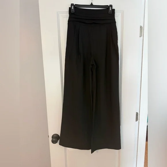 NWT Commense High-Waist Pleated-Waistband Wide-Leg Pants Sz XS black - Picture 4 of 4